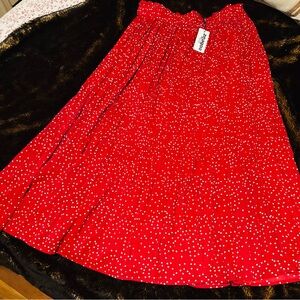 Red Polka Maxi Skirt with White Dots